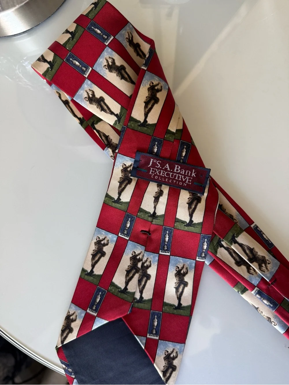 Red Checkered Golfer Pattern Men's Tie - Classic Dress Accessory